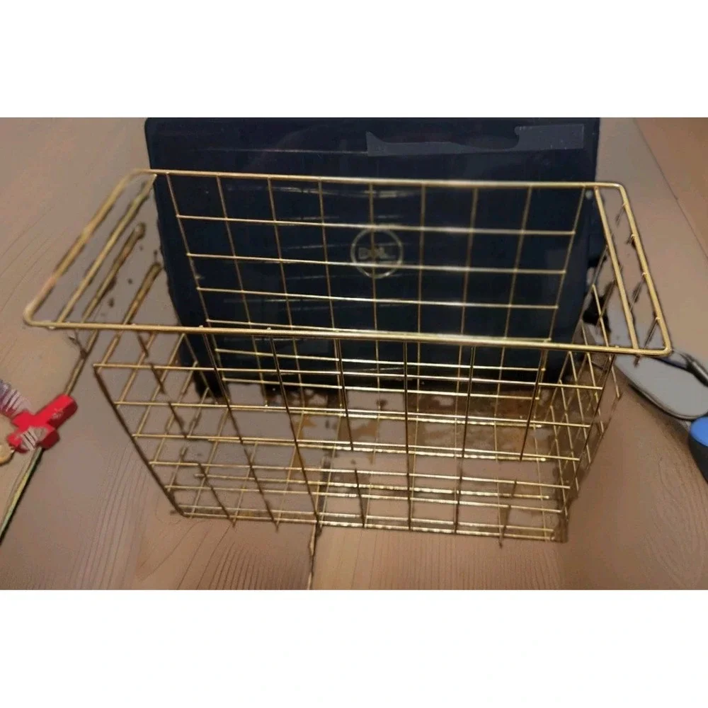Vintage Brass Goldtone Wire Desktop File Sorter Mail Package MCM Office Organize